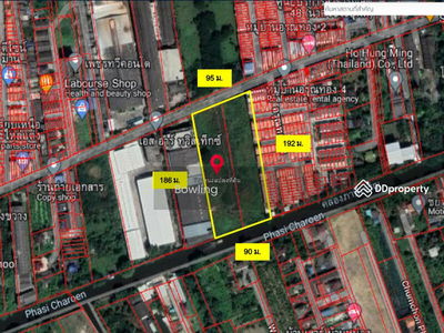 Land for rent, next to the road along Phasi Charoen Canal, North Side, Nong Khaem, 9 rai 3 ngan 89 sq m, suitable for commercial marketing, Bangkok, Thailand Land for rent, next to the road along Phasi Charoen Canal, North Side, Nong Khaem, 9 rai 3 ngan 89 sq m, suitable for commercial marketing, Bangkok, Thailand
